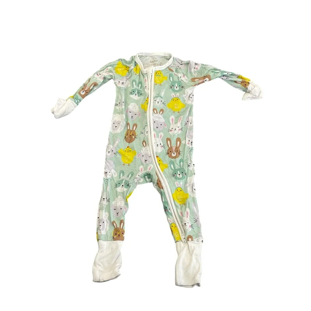 Little Sleepies 3-6M Bamboo Zippie Mint Green Easter Bunny Chick Lamb Sleeper
